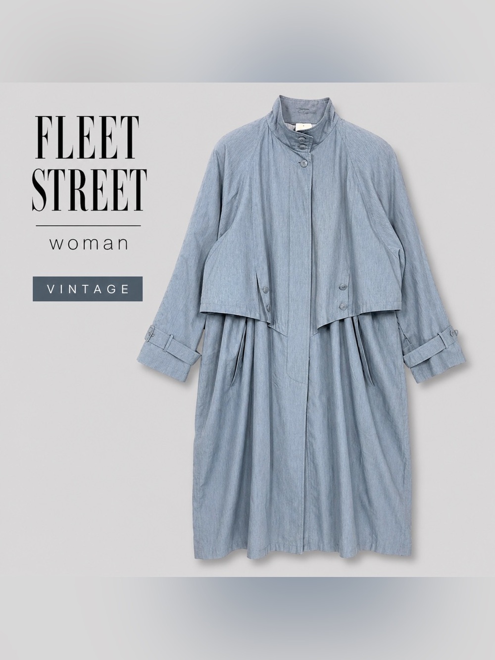 Fleet Street Woman Light Blue Trench Coat L~XL or oversized